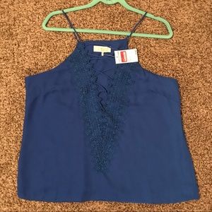 WAYF blue lace tank NWT